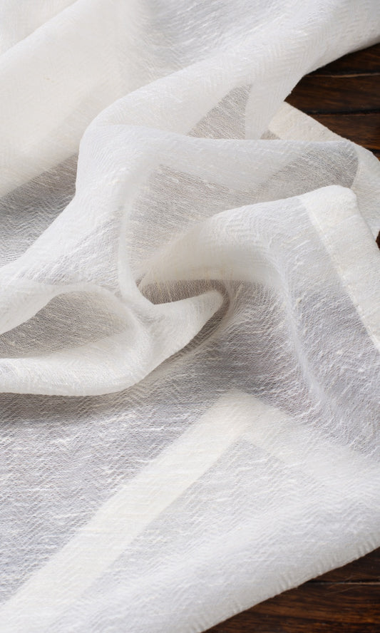Textured Sheer Home Decor Fabric Sample (Cotton White)