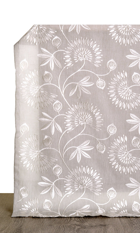 Semi Sheer Home Décor Fabric By the Yard (Warm Gray/ White)