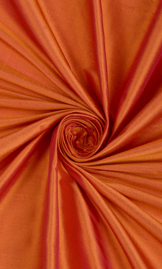 Shantung Silk Home Decor Fabric Sample (Saffron Orange)