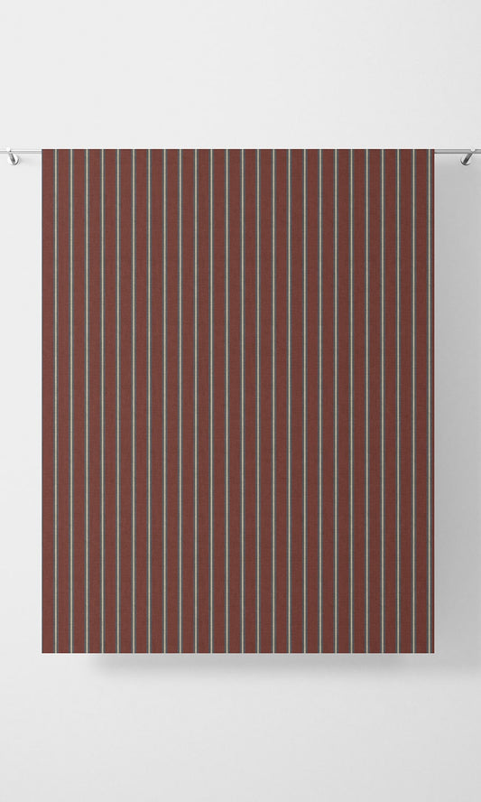 Striped Window Curtains (Red & Grey)