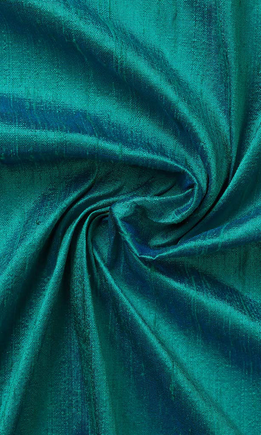 Dupioni Silk Fabric Blinds (Aqua Blue)