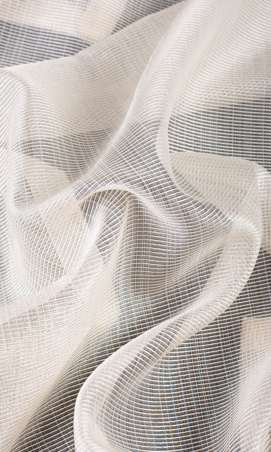 Textured Sheer Home Decor Fabric Sample (Ivory/ Pale Beige)