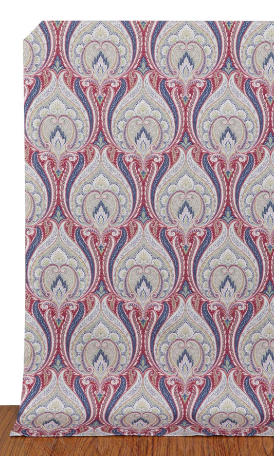 Floral Damask Home Decor Fabric Sample (Red/ Blue)