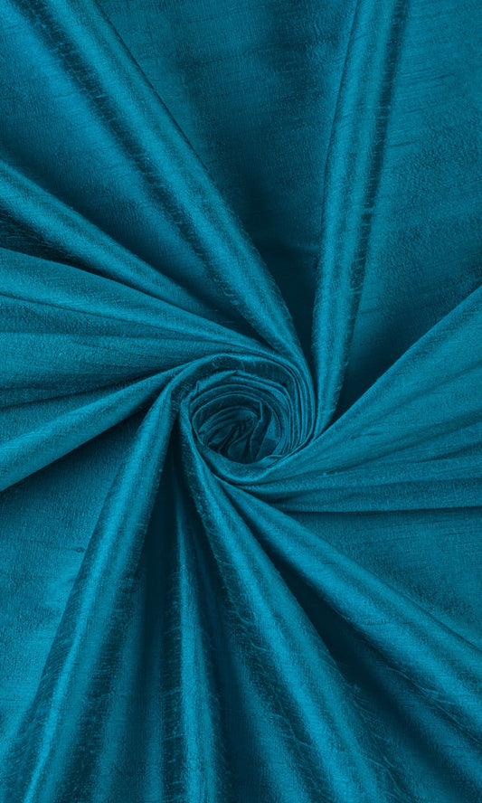 Dupioni Silk Home Decor Fabric By the Yard (Teal Blue)