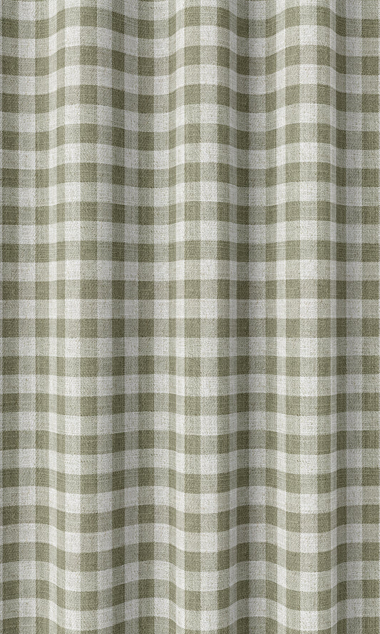 Check Patterned Home Decor Fabric Sample (Green/ White)