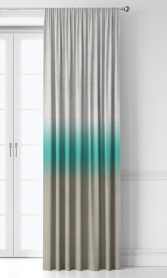 3-Tone Ombre Curtain Panels (Turquoise Blue/ Beige)
