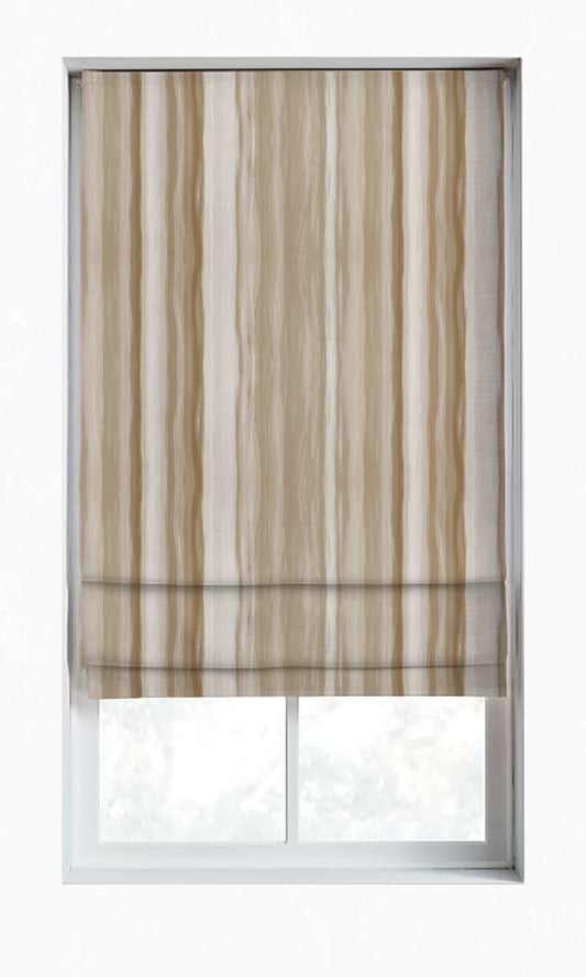 Room Darkening Striped Roman Shades (Brown/ Beige)