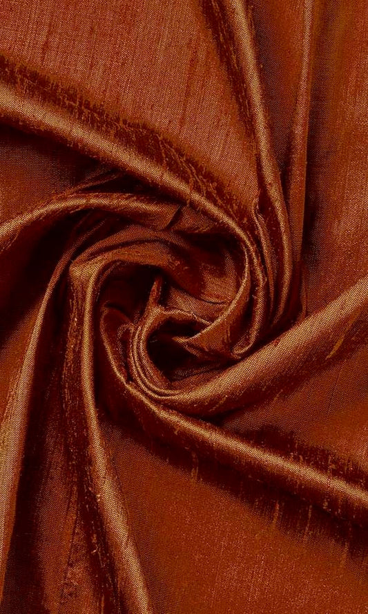 Pure Silk Home Decor Fabric Sample (Copper Orange)