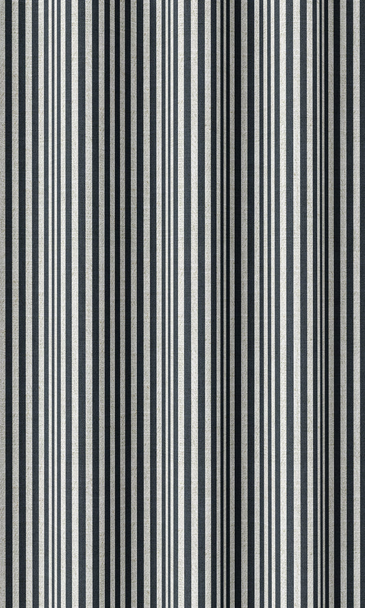 Modern Striped Home Décor Fabric By the Yard (Midnight Blue)