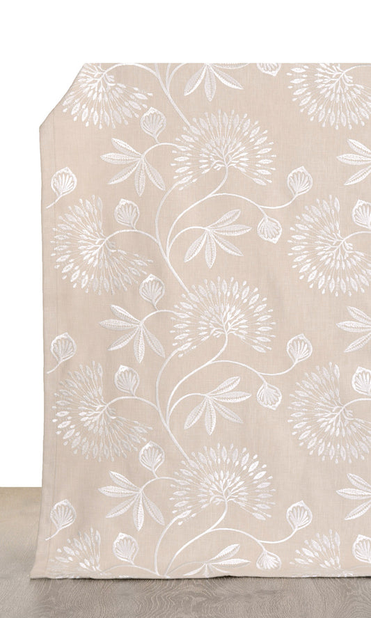 Floral Embroidery Home Decor Fabric By the Yard (Beige/ White)