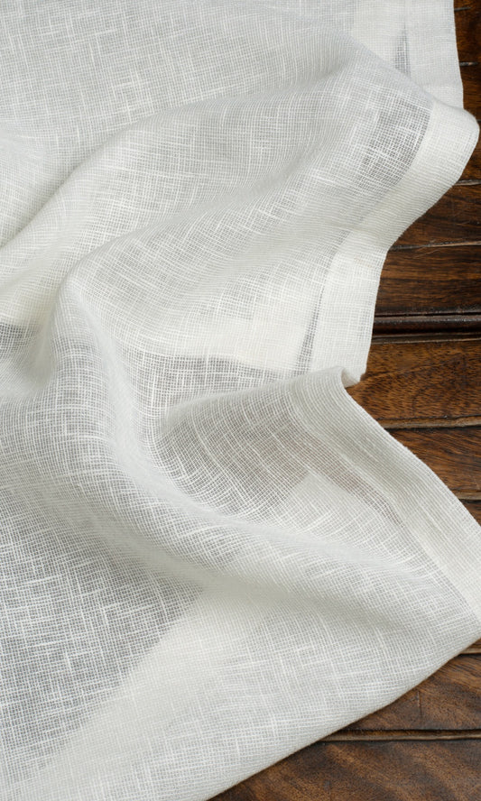Linen-Texture Semi-Sheer Home Décor Fabric Sample (Milky White)