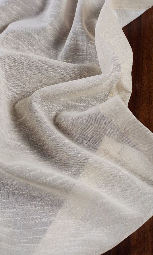 Textured Sheer Home Decor Fabric Sample (Pale Beige/ Warm Ivory)
