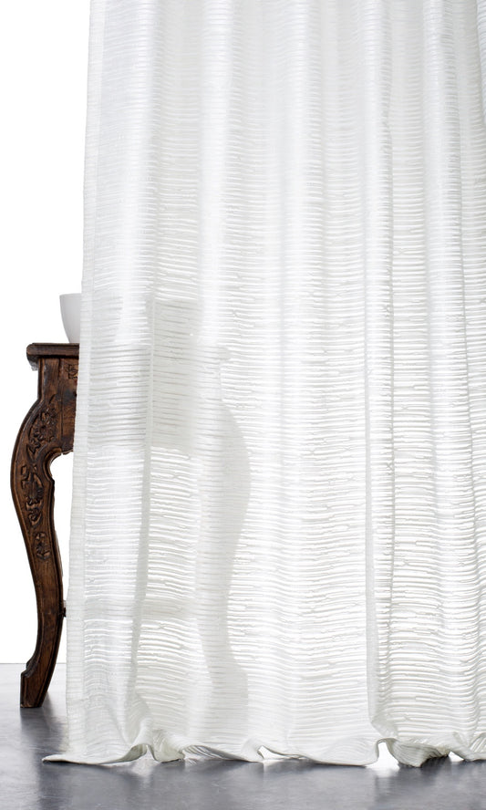 Textured Sheer Home Decor Fabric Sample (White)