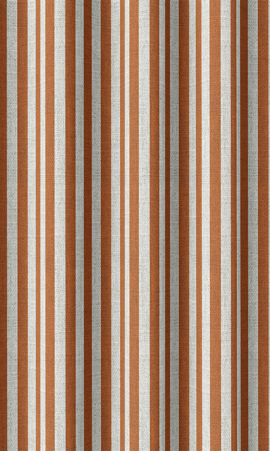Modern Striped Home Decor Fabric By the Yard (Burnt Orange/ White)