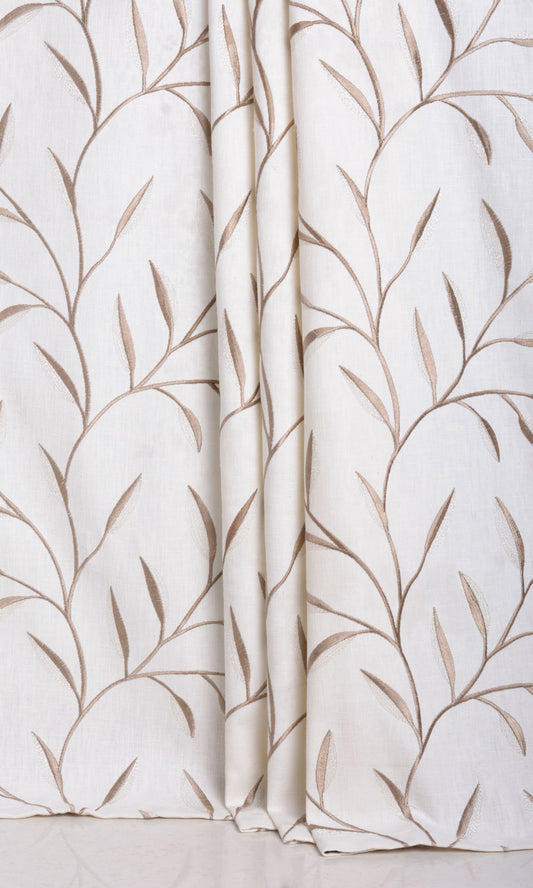 Floral Embroidery Window Curtains (Cream)