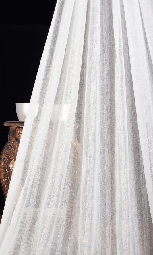 Textured Striped Sheer Home Decor Fabric Sample (White)