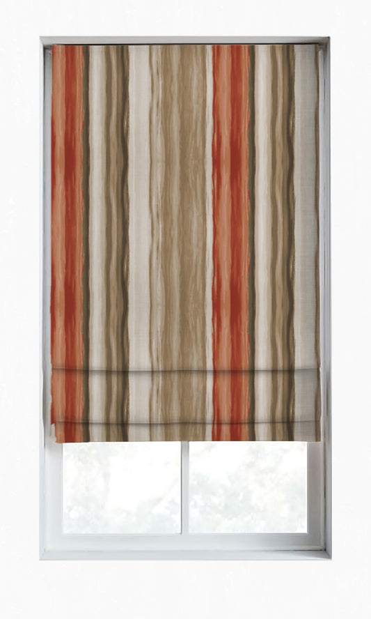Room Darkening Striped Roman Shades (Red/ Brown)
