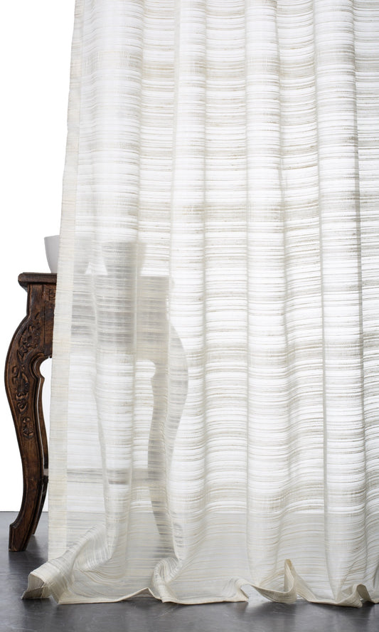 Striped Sheer Home Decor Fabric Sample (Ivory/ Cream)