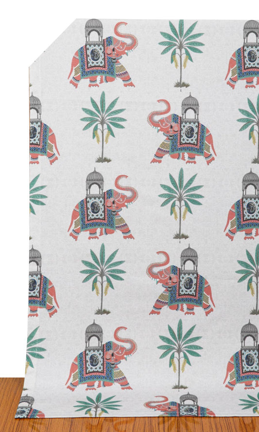 Floral Cotton Home Décor Fabric By the Yard (Grey/ Red)