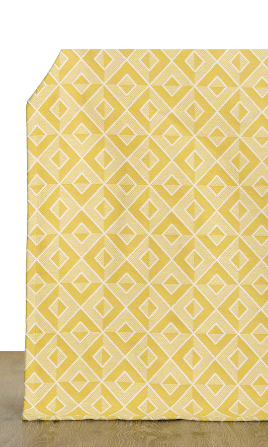 Woven Diamond Patterned Window Curtains (Yellow)