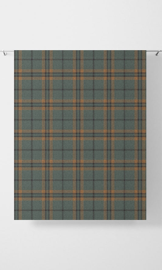 Plaid Home Decor Fabric Sample (Teal/ Mustard)