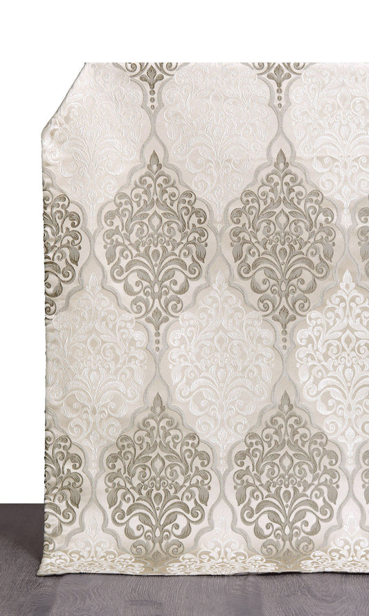 Damask Home Décor Fabric By the Yard (Beige)