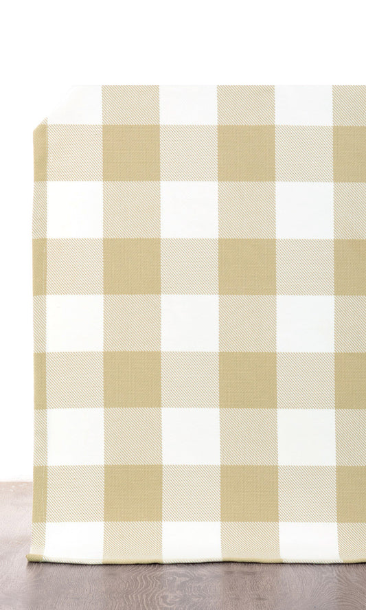 Buffalo Plaid Window Shades (Khaki Brown/ White)