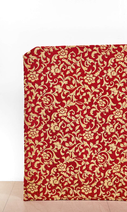 Floral Velvet Window Shades (Beige/ Red)