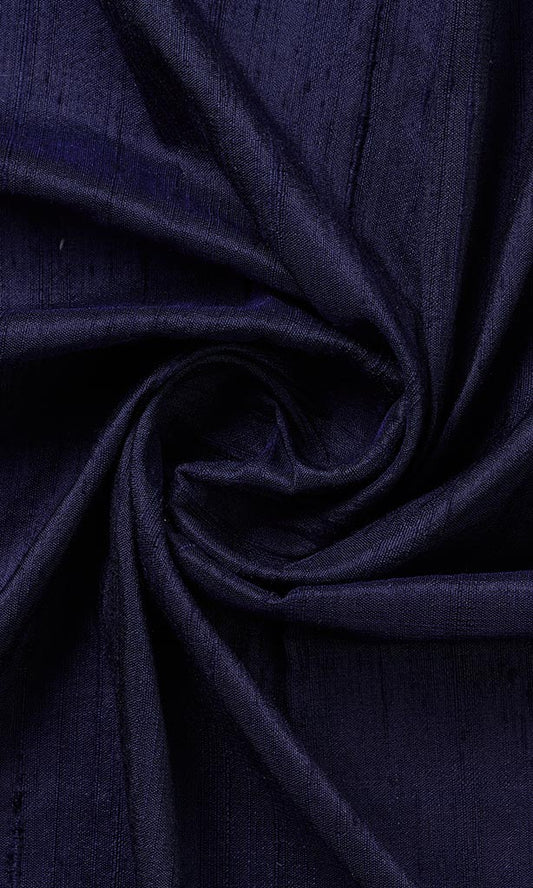 Pure Silk Home Décor Fabric By the Yard (Navy Blue)
