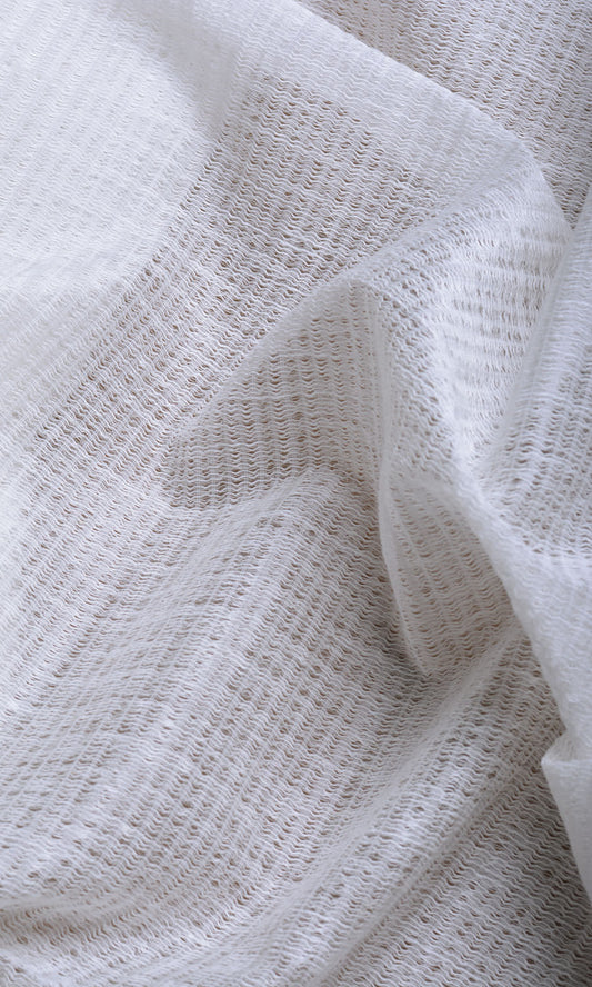 Cotton Blend Check Sheer Home Decor Fabric Sample (Milky White)
