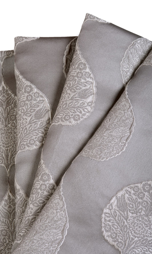 Ogee Patterned  Home Décor Fabric By the Yard (Pale Gray)