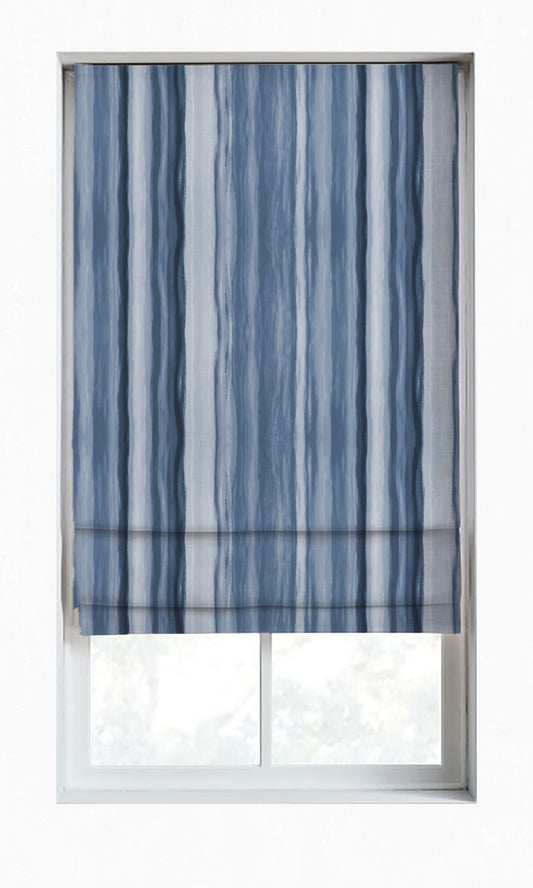 Modern Striped Window Curtains (Cobalt/ Denim Blue)