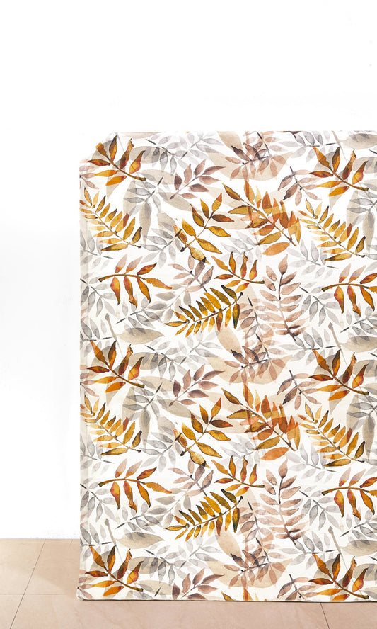 Floral Cotton Window Curtains (Orange/ Gray/ Brown)