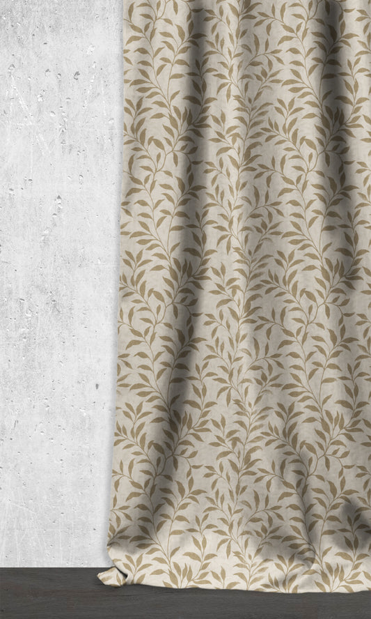 Dimout Floral Home Decor Fabric Sample (Eggshell White/ Brown)