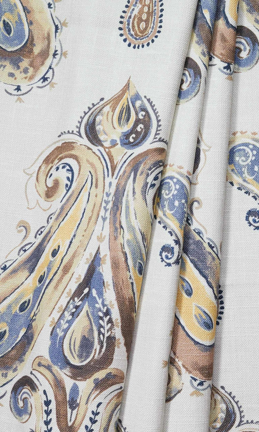Paisley Print Home Décor Fabric By the Yard (Brown/ Blue)