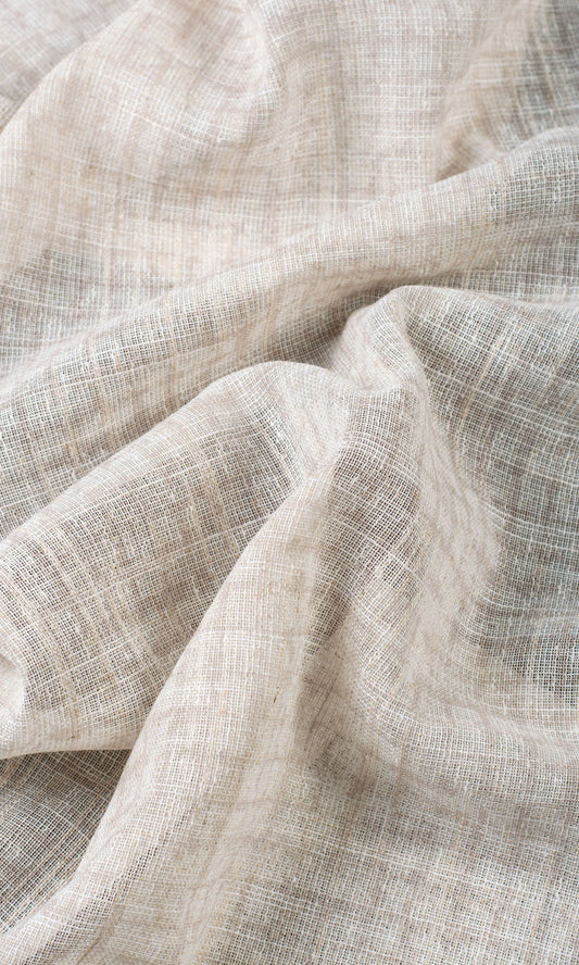 Checked Sheer Home Decor Fabric Sample (Cream/ Pale Beige)