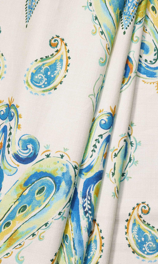 Paisley Print Drapery (Green/ Blue)