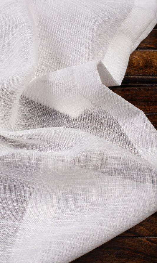 Plain Linen-Texture Sheer Home Decor Fabric Sample (White)