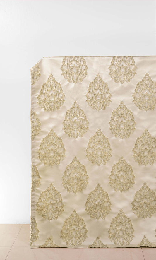 Damask Textured Curtain Panels (Off White)