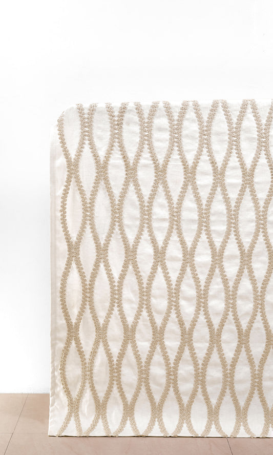 Ogee Patterned Home Decor Fabric Sample (Golden/ White)