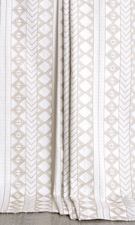 Ikat Textured Drapery (white/ Beige)