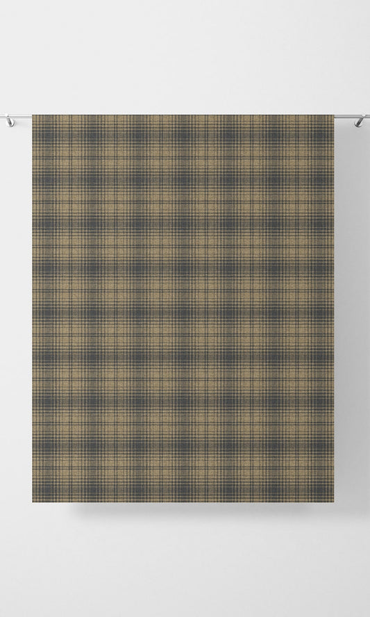 Plaid Window Curtains (Yellow & Navy Blue/Grey)