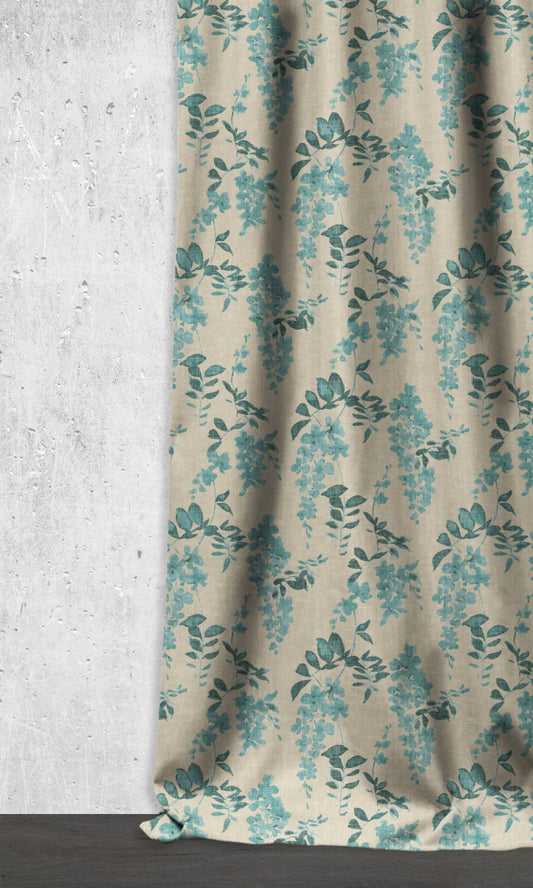 Floral Dimout Roman Shades (Blue/ Grey)
