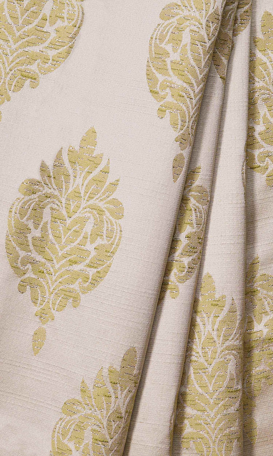 Self-Patterned Damask Window Curtains (Green)
