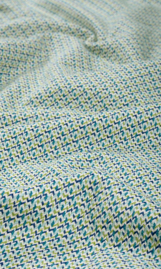 Houndstooth Patterned  Drapes (Blue/ Green)