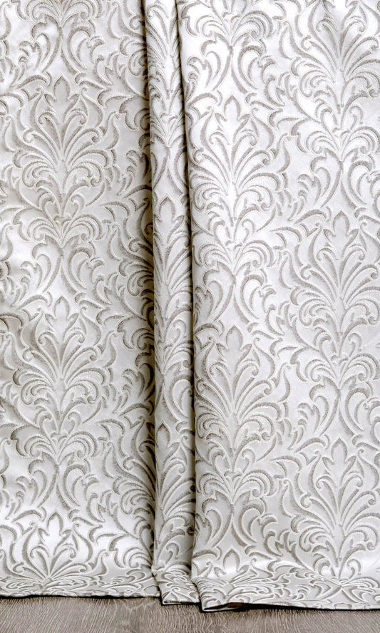 Floral Textured Drapery (White/ Black)