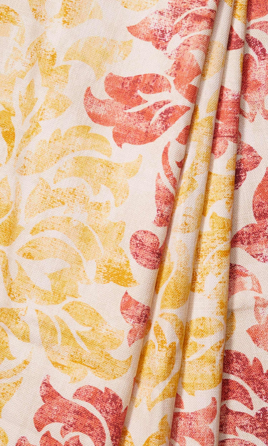 Printed Home Decor Fabric Sample (Red/ Yellow)