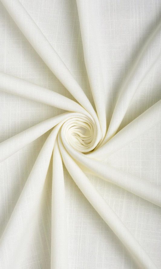 Plain Linen Texture Window Curtains (White)