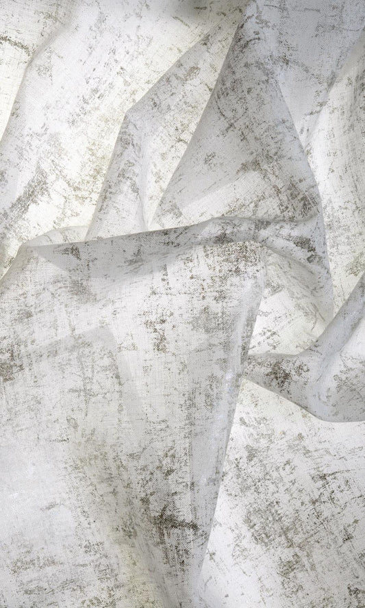Sheer Home Decor Fabric Sample (White/ Metallic Silver/ Grey)