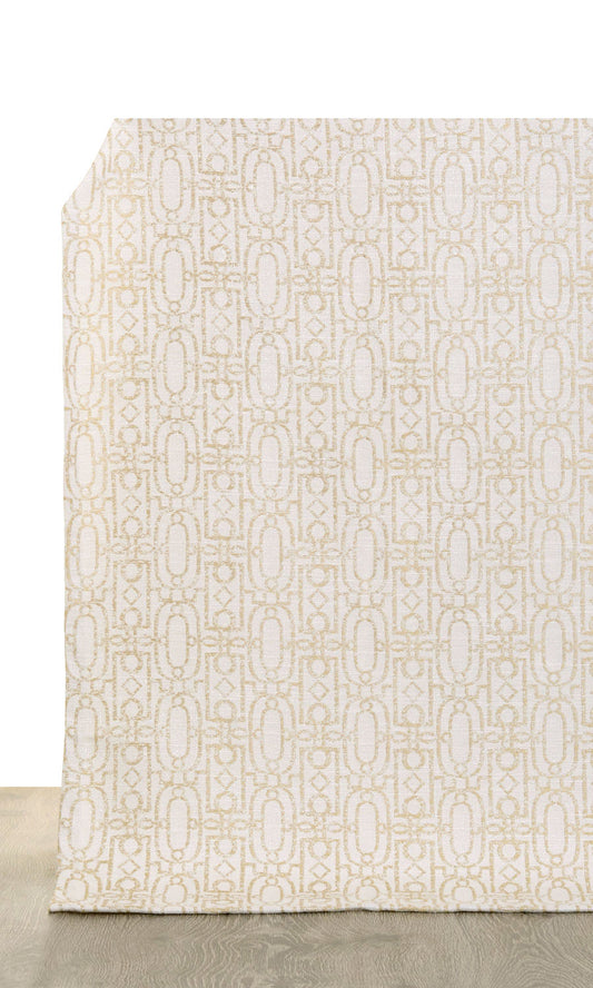 Trellis Poly-Cotton Home Decor Fabric Sample (Off White/ Pale Beige)